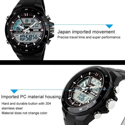 SKMEI 1016 Multifunctional Men Outdoor Sports Camouflage Noctilucent Waterproof Double Digital Watch (Black)-garmade.com