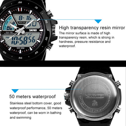 SKMEI 1016 Multifunctional Men Outdoor Sports Camouflage Noctilucent Waterproof Double Digital Watch (Black)-garmade.com