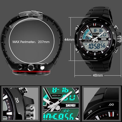 SKMEI 1016 Multifunctional Men Outdoor Sports Camouflage Noctilucent Waterproof Double Digital Watch (Black)-garmade.com