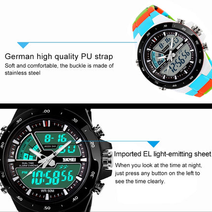 SKMEI 1016 Multifunctional Men Outdoor Sports Camouflage Noctilucent Waterproof Double Digital Watch (Green)-garmade.com