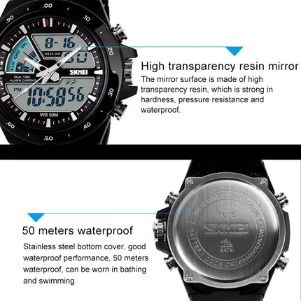 SKMEI 1016 Multifunctional Men Outdoor Sports Noctilucent Waterproof Double Digital Watch (Black)-garmade.com