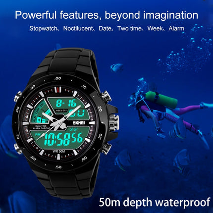 SKMEI 1016 Multifunctional Men Outdoor Sports Noctilucent Waterproof Double Digital Watch (Black)-garmade.com