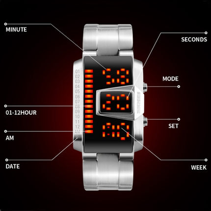 SKMEI 1179 Multifunctional Men Outdoor Sports Noctilucent Waterproof LED Digital Watch(Silver)-garmade.com