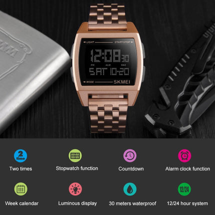 SKMEI 1368 Multifunctional Men Outdoor Sports Noctilucent Waterproof Digital Watch(Rose Gold)-garmade.com