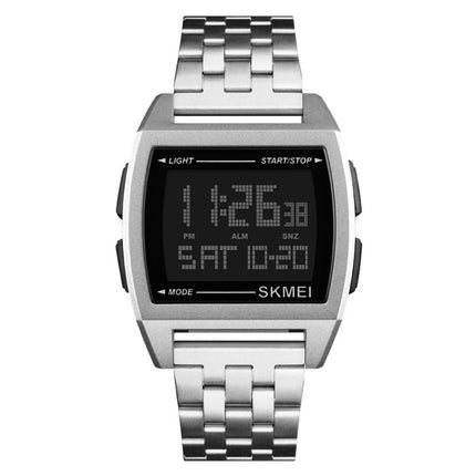 SKMEI 1368 Multifunctional Men Outdoor Sports Noctilucent Waterproof Digital Watch(Silver)-garmade.com