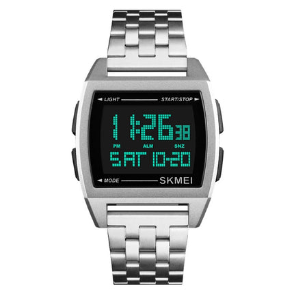 SKMEI 1368 Multifunctional Men Outdoor Sports Noctilucent Waterproof Digital Watch(Silver)-garmade.com