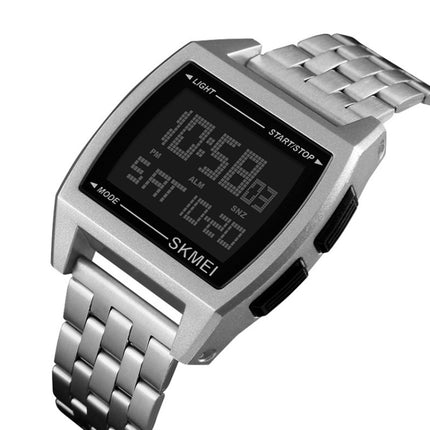 SKMEI 1368 Multifunctional Men Outdoor Sports Noctilucent Waterproof Digital Watch(Silver)-garmade.com