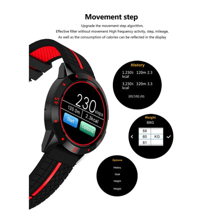 N6 Smart Watch 1.3 inch TFT Screen MTK2502C Bluetooth4.0, Silicone Watch Strap, Support Heart Rate Monitor & Pedometer & Sleep Monitor & Sedentary Reminder(Red)-garmade.com