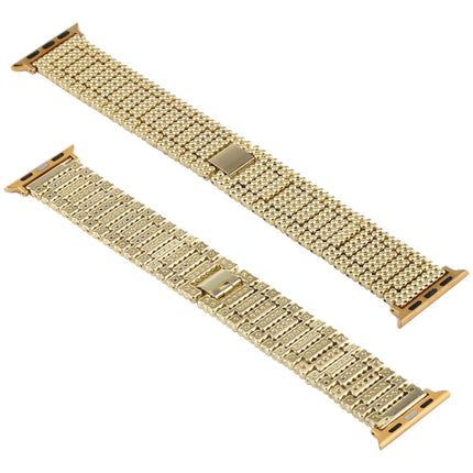 For Apple Watch Series 6 & SE & 5 & 4 44mm / 3 & 2 & 1 42mm Nine Beads Stainless Steel Wrist Strap Watchband (Gold)-garmade.com
