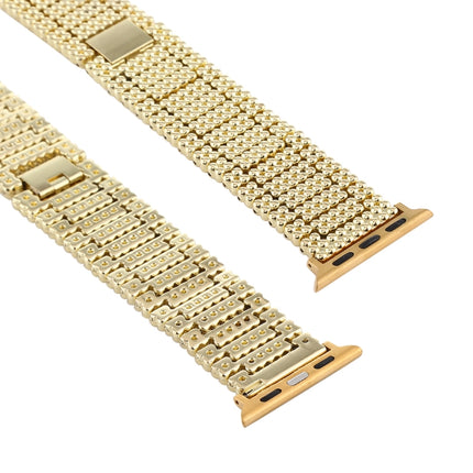 For Apple Watch Series 6 & SE & 5 & 4 44mm / 3 & 2 & 1 42mm Nine Beads Stainless Steel Wrist Strap Watchband (Gold)-garmade.com