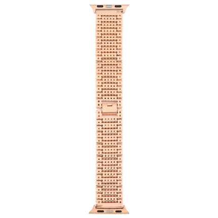 For Apple Watch Series 6 & SE & 5 & 4 44mm / 3 & 2 & 1 42mm Nine Beads Stainless Steel Wrist Strap Watchband (Rose Gold)-garmade.com