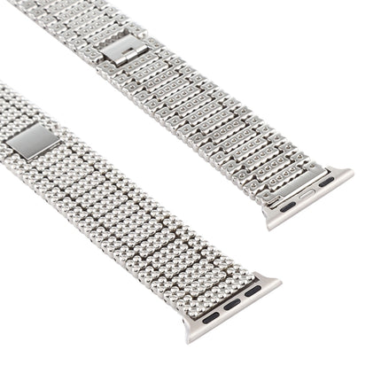 For Apple Watch Series 6 & SE & 5 & 4 44mm / 3 & 2 & 1 42mm Nine Beads Stainless Steel Wrist Strap Watchband (Silver)-garmade.com