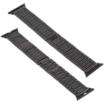 For Apple Watch Series 6 & SE & 5 & 4 40mm / 3 & 2 & 1 38mm Nine Beads Stainless Steel Wrist Strap Watchband (Black)-garmade.com