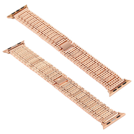 For Apple Watch Series 6 & SE & 5 & 4 40mm / 3 & 2 & 1 38mm Nine Beads Stainless Steel Wrist Strap Watchband (Rose Gold)-garmade.com