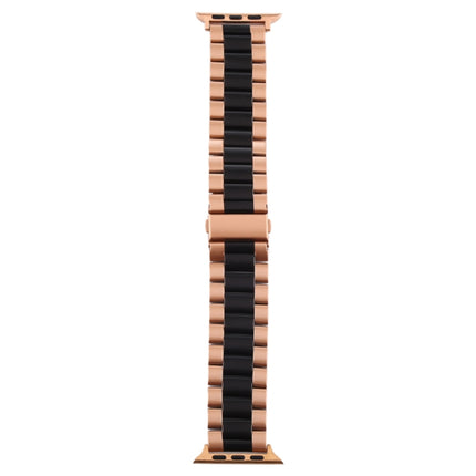 For Apple Watch Series 6 & SE & 5 & 4 44mm / 3 & 2 & 1 42mm Stainless Steel Wrist Strap Watchband(Black+Rose gold)-garmade.com
