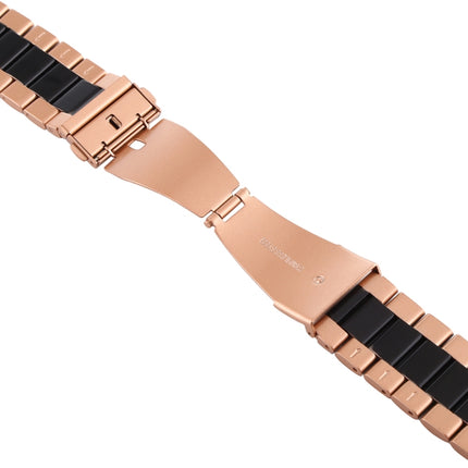 For Apple Watch Series 6 & SE & 5 & 4 44mm / 3 & 2 & 1 42mm Stainless Steel Wrist Strap Watchband(Black+Rose gold)-garmade.com