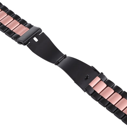 For Apple Watch Series 6 & SE & 5 & 4 40mm / 3 & 2 & 1 38mm Stainless Steel Wrist Strap Watchband(Black+Rose gold)-garmade.com