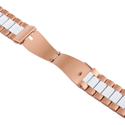 For Apple Watch Series 6 & SE & 5 & 4 40mm / 3 & 2 & 1 38mm Stainless Steel Wrist Strap Watchband(White + Golden)-garmade.com