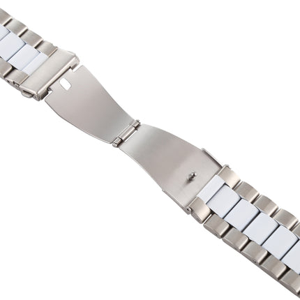 For Apple Watch Series 6 & SE & 5 & 4 40mm / 3 & 2 & 1 38mm Stainless Steel Wrist Strap Watchband(white+Silver)-garmade.com