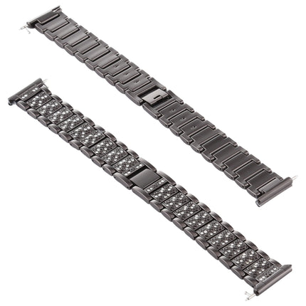 For Fitbit Versa Diamond-studded Stainless Steel Replacement Wrist Strap Watchband (Black)-garmade.com