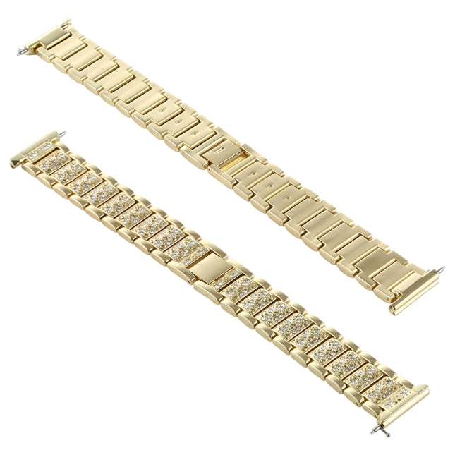 For Fitbit Versa Diamond-studded Stainless Steel Replacement Wrist Strap Watchband (Gold)-garmade.com