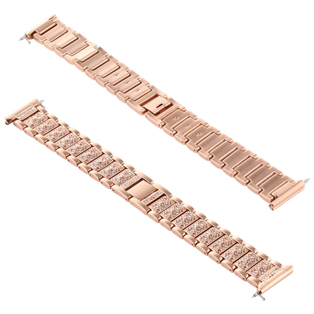 For Fitbit Versa Diamond-studded Stainless Steel Replacement Wrist Strap Watchband (Rose Gold)-garmade.com