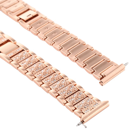 For Fitbit Versa Diamond-studded Stainless Steel Replacement Wrist Strap Watchband (Rose Gold)-garmade.com