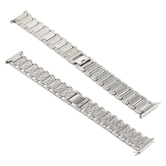 For Fitbit Versa Diamond-studded Stainless Steel Replacement Wrist Strap Watchband (Silver)-garmade.com
