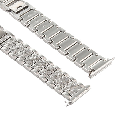 For Fitbit Versa Diamond-studded Stainless Steel Replacement Wrist Strap Watchband (Silver)-garmade.com