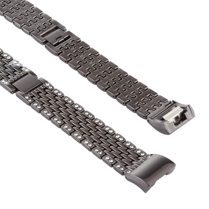 For Fitbit Charge 2 Diamond-studded Stainless Steel Replacement Wrist Strap Watchband (Black)-garmade.com