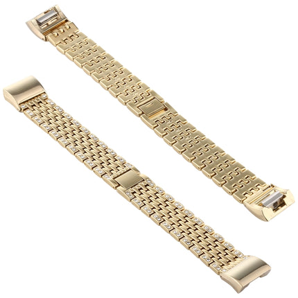 For Fitbit Charge 2 Diamond-studded Stainless Steel Replacement Wrist Strap Watchband (Gold)-garmade.com