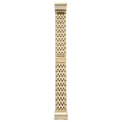 For Fitbit Charge 2 Diamond-studded Stainless Steel Replacement Wrist Strap Watchband (Gold)-garmade.com