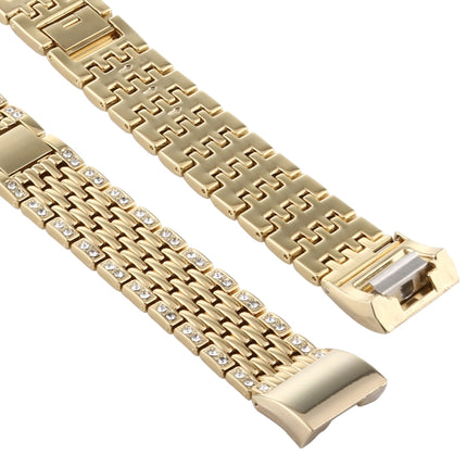 For Fitbit Charge 2 Diamond-studded Stainless Steel Replacement Wrist Strap Watchband (Gold)-garmade.com