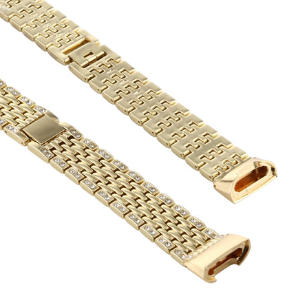 For Fitbit Charge 3 Diamond-studded Stainless Steel Replacement Wrist Strap Watchband (Gold)-garmade.com