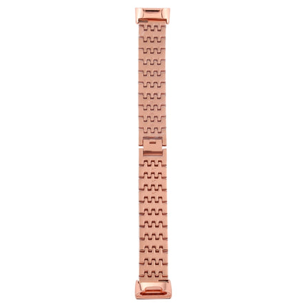 For Fitbit Charge 3 Diamond-studded Stainless Steel Replacement Wrist Strap Watchband (Rose Gold)-garmade.com