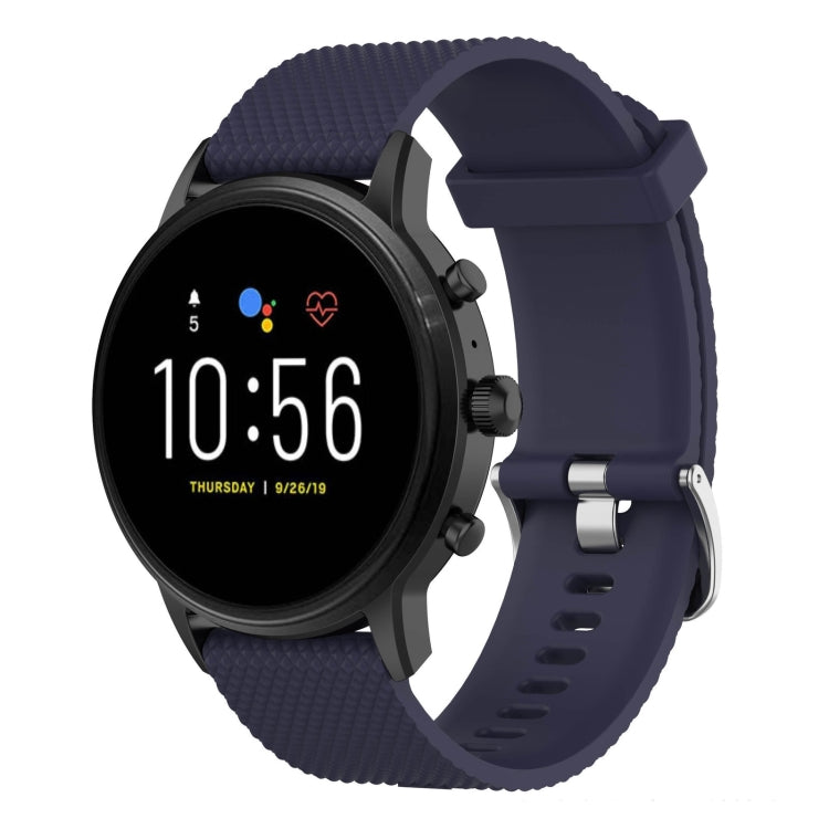 22mm Texture Silicone Wrist Strap Watch Band for Fossil Gen Carlyle, Gen Julianna, Gen Garrett, Gen Carlyle HR (Dark Blue)
