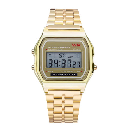 GENEVA Men Fashion Metal Band Electronic Quartz Wrist Watch (Gold)-garmade.com
