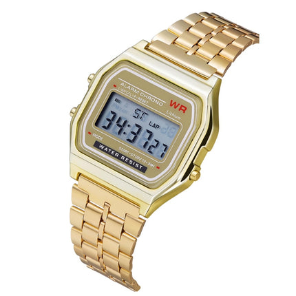 GENEVA Men Fashion Metal Band Electronic Quartz Wrist Watch (Gold)-garmade.com