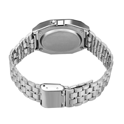 GENEVA Men Fashion Metal Band Electronic Quartz Wrist Watch (Silver)-garmade.com