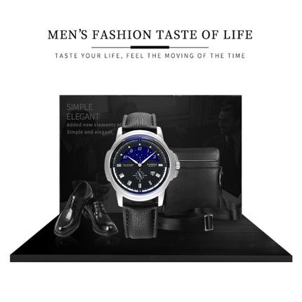 407 YAZOLE Men Fashion Business Leather Band Quartz Wrist Watch( Black)-garmade.com