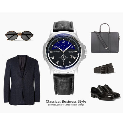 407 YAZOLE Men Fashion Business Leather Band Quartz Wrist Watch(Black + White)-garmade.com