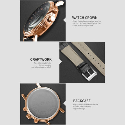 422 YAZOLE Men Fashion Business Leather Band Quartz Wrist Watch(Coffee+ Black)-garmade.com