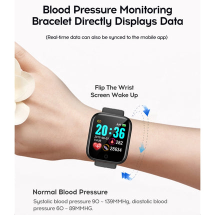 Y68 1.3 inch IPS Screen Smart Watch, IP67 Waterproof, Support Heart Rate Monitoring / Blood Pressure Monitoring / Sedentary Reminder / Sleep Monitoring (Black)-garmade.com