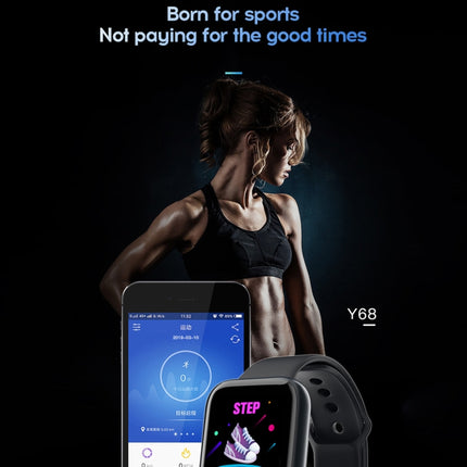 Y68 1.3 inch IPS Screen Smart Watch, IP67 Waterproof, Support Heart Rate Monitoring / Blood Pressure Monitoring / Sedentary Reminder / Sleep Monitoring (Black)-garmade.com
