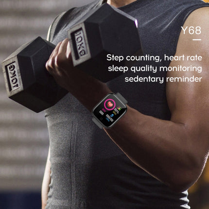 Y68 1.3 inch IPS Screen Smart Watch, IP67 Waterproof, Support Heart Rate Monitoring / Blood Pressure Monitoring / Sedentary Reminder / Sleep Monitoring (Silver+Black)-garmade.com