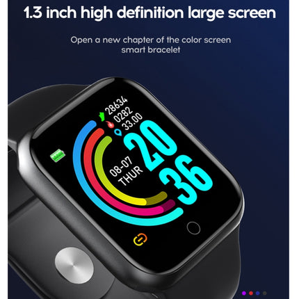 Y68 1.3 inch IPS Screen Smart Watch, IP67 Waterproof, Support Heart Rate Monitoring / Blood Pressure Monitoring / Sedentary Reminder / Sleep Monitoring (Silver+Black)-garmade.com