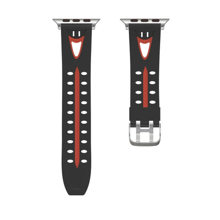 For Apple Watch Series 3 & 2 & 1 38mm Fashion Smiling Face Pattern Silicone Watch Strap (Black+Red)-garmade.com