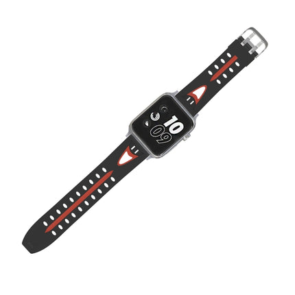 For Apple Watch Series 3 & 2 & 1 38mm Fashion Smiling Face Pattern Silicone Watch Strap (Black+Red)-garmade.com