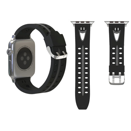 For Apple Watch Series 3 & 2 & 1 38mm Fashion Smiling Face Pattern Silicone Watch Strap (Black+Gray)-garmade.com