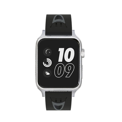 For Apple Watch Series 3 & 2 & 1 38mm Fashion Smiling Face Pattern Silicone Watch Strap (Black+Gray)-garmade.com